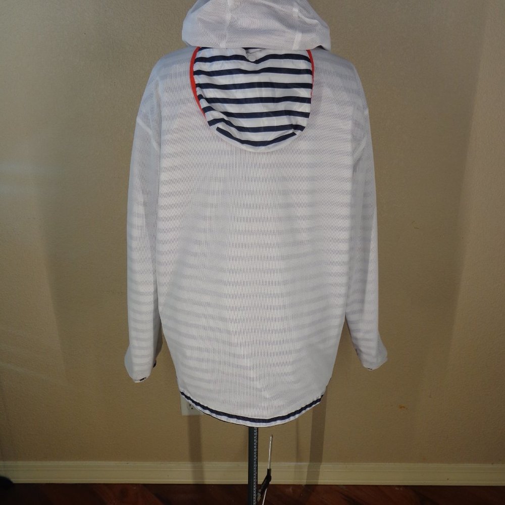 LANDS' END MEN'S STRIPED HOODED RAINCOAT SZ XL NAVY WHITE - Picture 5 of 6
